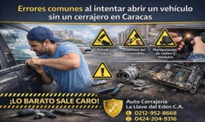 Errores comunes al intentar abrir un vehículo sin un cerrajero en Caracas