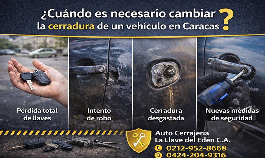 ¿Cuándo es necesario cambiar la cerradura de un vehículo en Caracas?